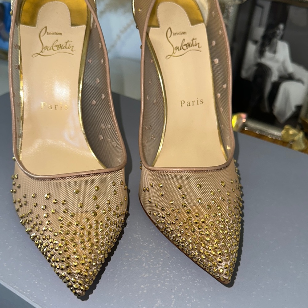 Christian Louboutin mesh strass heel